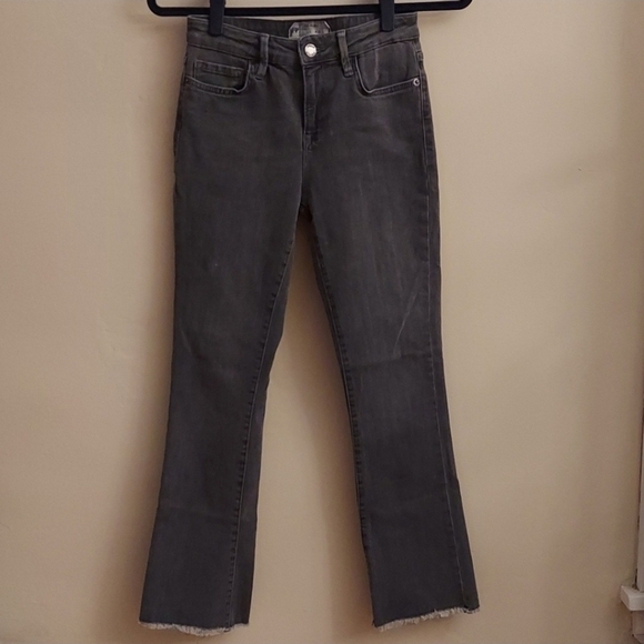 FREE PEOPLE Gray Fringe Cropped Mid Rise Straight Jeans - Picture 2 of 9